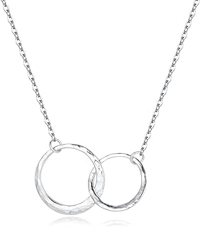Sterling Silver Two Interlocking Circles Necklace Infinity Mother Daughter Necklace, Best Friend Sister Necklace Birthday Gift