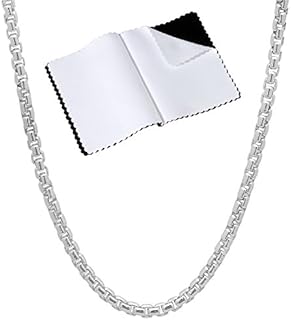 3.5mm Solid .925 Sterling Silver Square Box Chain Necklace with Lobster Clasp for Men and Women, Classic Italian Design