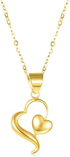 Spring Ring Clasp 14K Gold Heart Pendant Necklace on Box Chain, Ideal Gift for Women