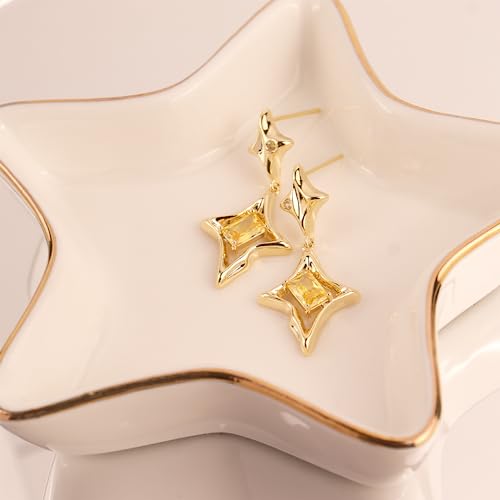 Sonateomber Star Drop Dangle Earrings for Women Teen Girls - Trendy Unique Sparkly Rhinestone Hypoallergenic Stud Fashion Jewelry Gift