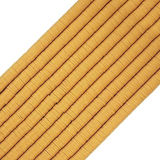 COIRIS Round Beaded Surfer Necklace Kit in Polymer Clay and Nickel with Rubber Chain and Disk Flat Beads, Multi-colored 6mm Size