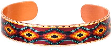 FRONT LINE JEWELRY Native American Copper Bracelets Feature Nature Jewelry/Feather Cuff/Arrow Cuff/Evil Eye/Peace/Moon Star/Horse Cuff/Buffalo/Sunflower Cuff/Almond Blossom/Art Deco