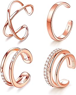 JeryWe 4 Pcs 925 Sterling Silver Ear Cuff for Women Non Piercing Adjustable Ear Cuff Earrings Clip On Cartilage Helix Wrap Ear Jewelry Set