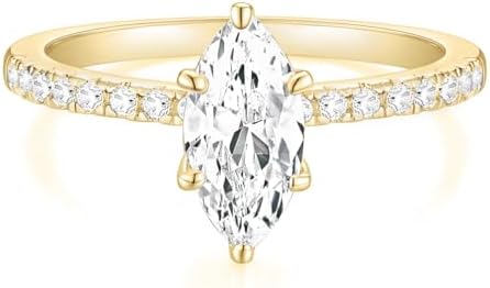TIGRADE 2CT Engagement Ring for Women Marquise Cut Cubic Zirconia Wedding Band CZ Promise Anniversary Ring Size 3-12