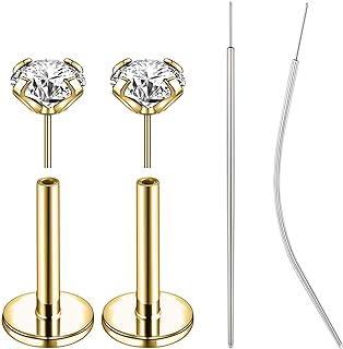 Threadless 18G/20G Stainless Steel Nose Studs with Cubic Zirconia: Hypoallergenic Push-in Labret Piercing Jewelry Perfect for Men, Women, Tragus, Monroe, Lip, Helix, and Cartilage Earrings