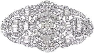 EVER FAITH Austrian Crystal Wedding Art Deco Buckle Brooch Clear