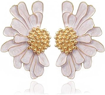 Vintage Daisy Stud Earrings with Stud Back Finding for Women and Girls, Oversized Flower Design