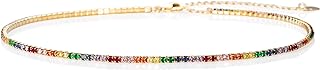 Namana Sterling Silver Tennis Choker Necklace for Women with Box Clasp & Cubic Zirconia Gems in Dainty Design