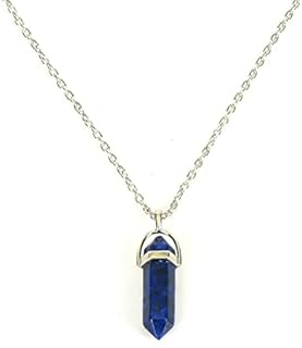 Healing Crystal Pendant Necklace for Women Men Natural Gemstone Reiki Chakra Necklaces for Women Hexagon Quartz Crystal Necklace Blue Lapis Lazuli Pendant Necklaces for Boys Girls