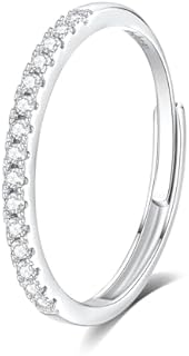 Wedding Bands for Women, Adjustable Moissanite Wedding Rings for Women 925 Sterling Silver with 18k White-gold Plated Rings for Mother’s Day, Father’s Day, Birthday, Proposal, Wedding