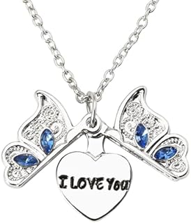 Cuban Chain Butterfly Locket Necklace - 'I Love You', Perfect Gift for Women and Girls - Anniversary, Christmas, Birthday
