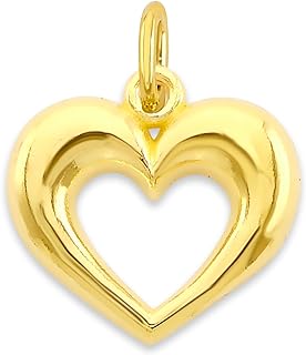 Solid 10k Gold Heart Microcharm, Mini Cute Charm Love Symbol with Clasp