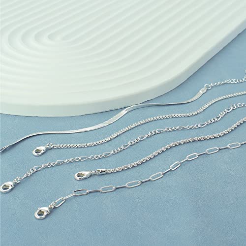 Ankle Bracelet for Women 14K Real Gold Plated/Sterling Silver Plated Anklet Bracelets for Women Waterproof Cuban Link Chain Anklets Set for Women Summer Jewelry for Women 9"+2"
