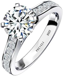 1.5 Carat D VVS Moissanite Engagement Ring for Women, GRA Certified | Sterling Silver 925 Simulated Diamond Design