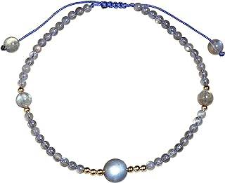 Jewever Tiger Eye/Amethyst/Moonstone Beaded Anklet Bracelet for Women Reiki Stone Energy Healing Crystals and Gemstones Beach Foot Jewelry Adjustable Size (8.5-10 Inches)