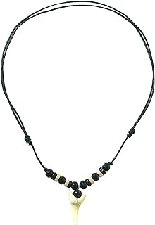 Shark Tooth Necklace,Shark Tooth Necklace for Boys Men,Wax Rope Shark Necklace,Shark Teeth Necklace,Cool Beach Necklace,Hawaiian Surfer Necklace,Summer Shark Teeth Jewelry for Women Men Boys