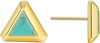 Turquoise Stud Earrings 18K Gold Plated 925 Sterling Silver Post Hypoallergenic Triangle Gold Turquoise Stud Earrings for Women