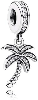 Cubic Zirconia-Studded Hawaiian Charm Bracelet with Palm Tree Dangle Design, Sterling Silver Chain, Perfect for Women, Girls, Sister, Daughter. Birthday or Christmas Gift