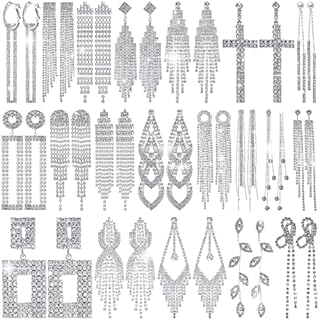 French Wire Clasp, Crystal Rhinestone Tassel Drop Earrings in Dangle Design - Ideal for Women's Wedding & Party Wear - 20 Pair Bulk Set