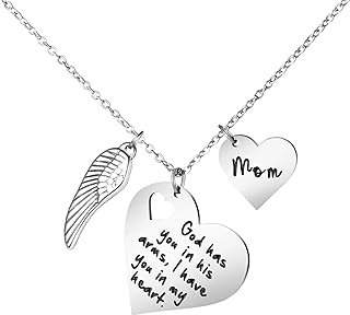 JoycuFF God Has You In His Arms I Have You In My Heart Memorial Gifts for Loss of Loved One Stainless Steel Silver Pendant Necklace Sympathy Gifts for Women Sister