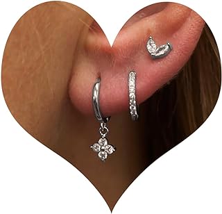 WAINIS Cartilage Stud Earrings Set for Women 14k Gold Plated Hypoallergenic Earring Small Multiple Piercing Hoop Earrings Jewelry Gift