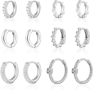 Cuff Cubic Zirconia Gold Hoop Earrings with Hinged Hoop Back Finding for Women, 14K Gold Plated Lightweight Set by Wgoud