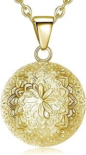 EUDORA Harmony Bola Angel Caller Pregnancy Necklace, Vintage Mandala Gold Charm Necklace Wishing Chime Ball Pendant for Future Mama Maternal Love Jewellry Original Gift for Women, Mom-to-be, 30inch