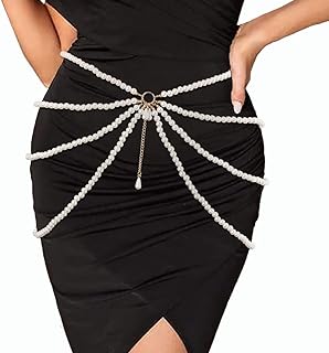 Layered Pearl Waist Chain White Adjustable Women Body Chain Girls Belt Chains Jewelry Accessories for Dress