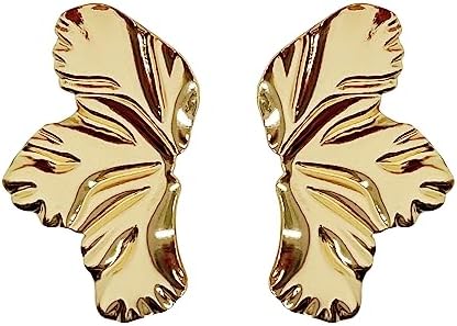 Gold Flower Earrings 14K Gold Plated Flower Dangle Drop Earrings, Sparkling Dainty Earrings for Women Gift, Exaggerated Statement Earrings Punk Gold Jewelry