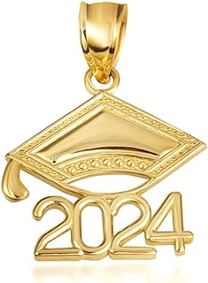 Men's 14k Gold Graduation Cap Pendant Necklace - Class of 2024 Celebration Jewelry, Handcrafted in the USA