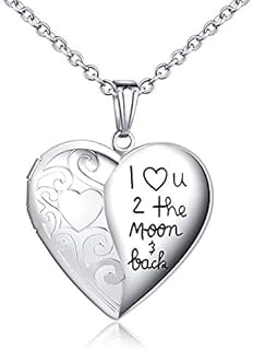 Locket Necklace That Holds Pictures "I Love You to the Moon and Back" Photo Memory Lockets Necklaces