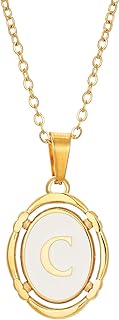 Sylph Brass Initial Pendant Necklace, Dainty Gold Letter A-M Necklace Personalized Monogram Name Necklace Chain Fashion Jewelry Gift for Women Teen Girls