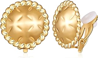 Gold Hammered Brass Clip-On Disc Earrings – Non-Pierced Luxurious Jewelry, Versatile Daily Wear or Special Occasions Accessory