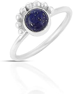 Natural blue Lapis Lazuli 925 Sterling Silver Delicate Wedding Engagement Ring For Women