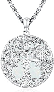 Unisex Eusense Sterling Silver Blue & White Opal Pendant Necklace with Box Chain & Lobster Clasp - Elegant Real Opal Jewelry Gift