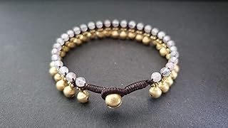 Jingling Bohemian Rose Quartz Brass Bell Anklet (11)