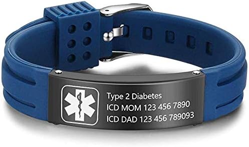 Personalized Medical Alert Bracelets for Women Men Kids Adjustable Silicone Medical Bracelets Custom Waterproof Life Medical ID Bracelets Alert Bracelets