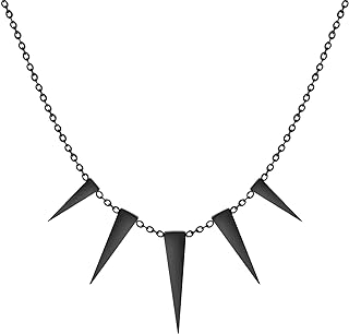 Spiky Triangle Pendant Necklace with Figaro Chain and Lobster-claw Clasp for Women in Stainless Steel Design