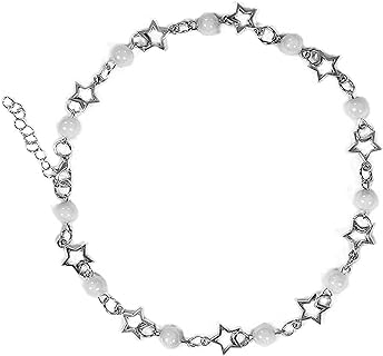 Y2K Inspired Star Pearl Double Beaded Chain Bracelet with Box Clasp and Link Chain for Women - Vintage Style