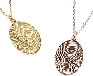Thumbprint Necklace Memorial, Mothers Day Jewelry with Loved One's Fingerprint, Oval Shaped Pendant Necklace, Memory Keepsake Necklaces for Mommy, Custom Jewrelry Gift for Women
