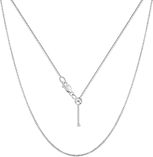 Savlano 925 Sterling Silver Solid 0.8mm Box Adjustable Bolo 14-24 Inch Chain Necklace For Women & Girls - Made in Italy Comes With a Gift Box