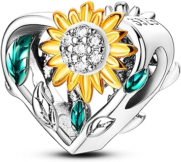 925 Sterling Silver Charms Bead for Bracelets & Necklaces, Clover Sunflower Bee Honeycomb Pendant, Mobius Strip U-Shaped Ladybug Bead Charm, Cool Graduation Gifts Jewelry for Women Girls