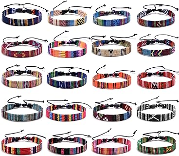 Braided Chain Mexican Beaded Bracelets with Cubic Zirconia for Men and Women - WAINIS Wrap Friendship/ Ethnic Tribal Design