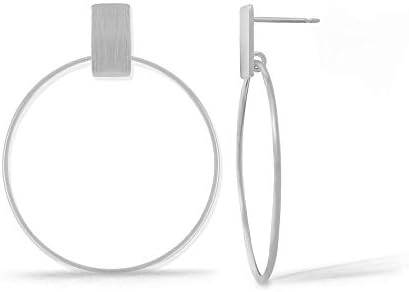 Boma Jewelry Sterling Silver Geometric Drop Hoop Post Earrings