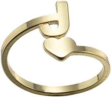 Jude Jewelers Stainless Steel Heart Shaped Ajudstable Size Initial Letter A-Z Alphabet Wedding Engagement Promise Statement Ring