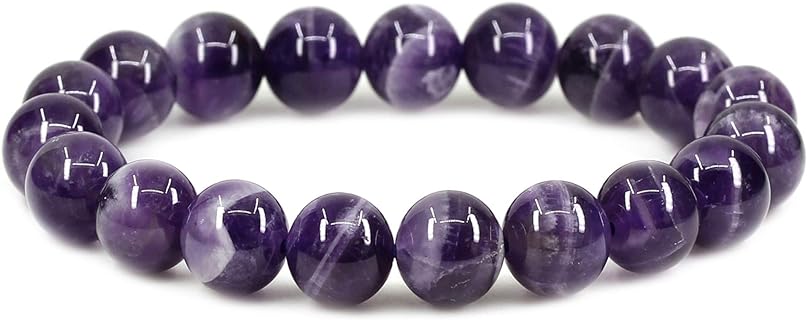 Unisex Crystal Stretch Bracelet with Semi Precious Gemstones and Round Beads - Lightweight, Comfortable Wear with Natural Elegance