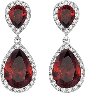 SELOVO Bridal Teardrop Drop Earrings Pierced/Clip Earrings Cubic Zirconia Silver Tone