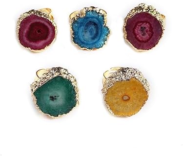 Adjustable Natural Stone Raw Crystal Wedding Rings - Unique Irregular Shape for Women and Couples - Versatile Cluster Band Design for Weddings & Parties