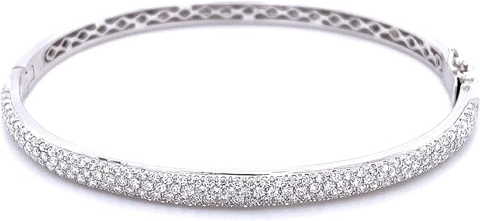 14 karat white gold diamond bangle bracelet with 1.80 carats of natural white diamonds.