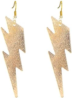 Punk Exaggerated Lightweight Lightning Thunder Weather Bolt Hanging Dangle Earrings for Women Girls Statement Jewelry